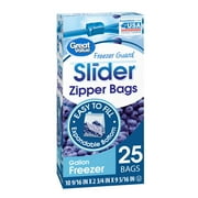 Great Value Slider Zipper Gallon Freezer Bags Value Pack, 25 Count