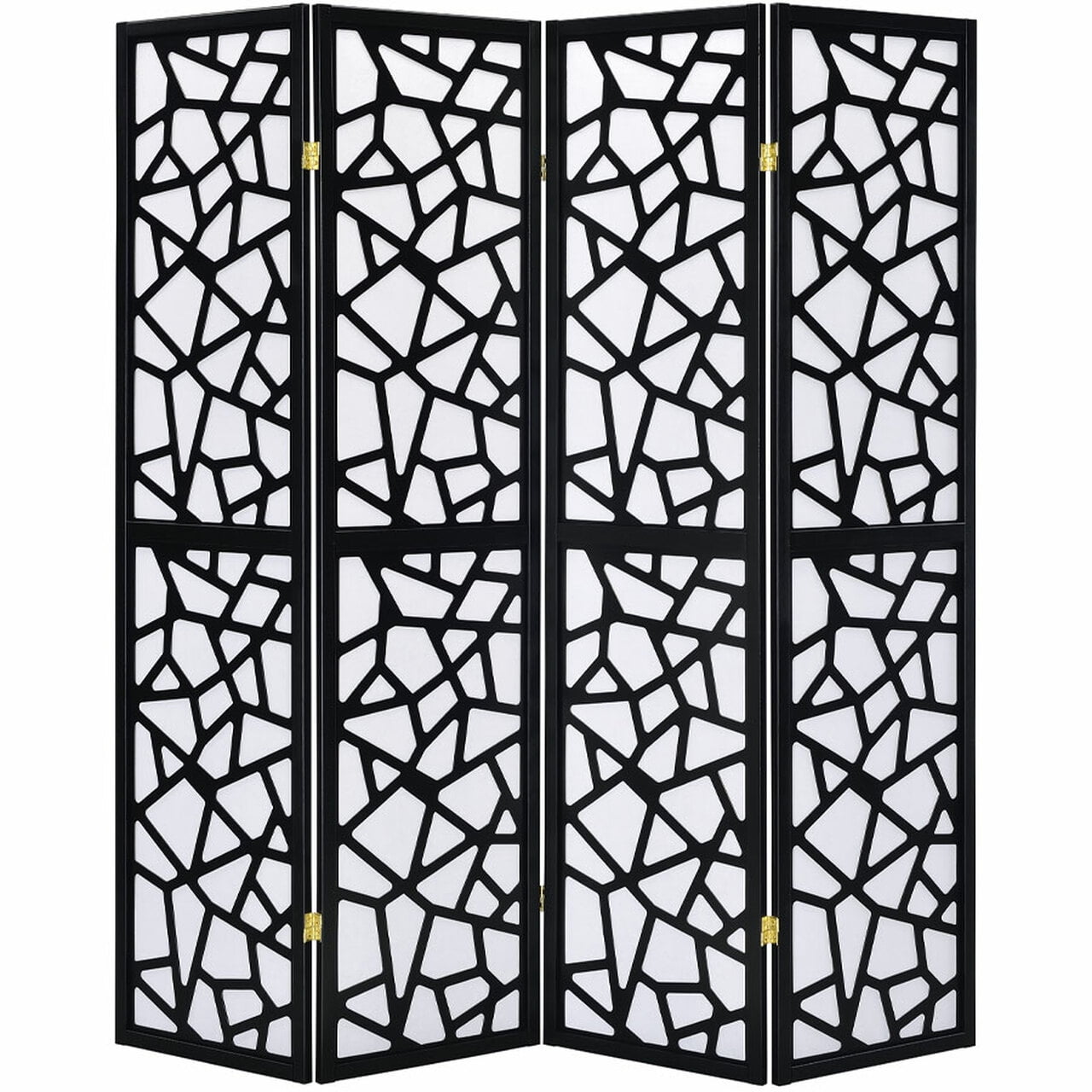 Legacy Decor 4 Panel Room Divider with Mosaic Cuts Black Color