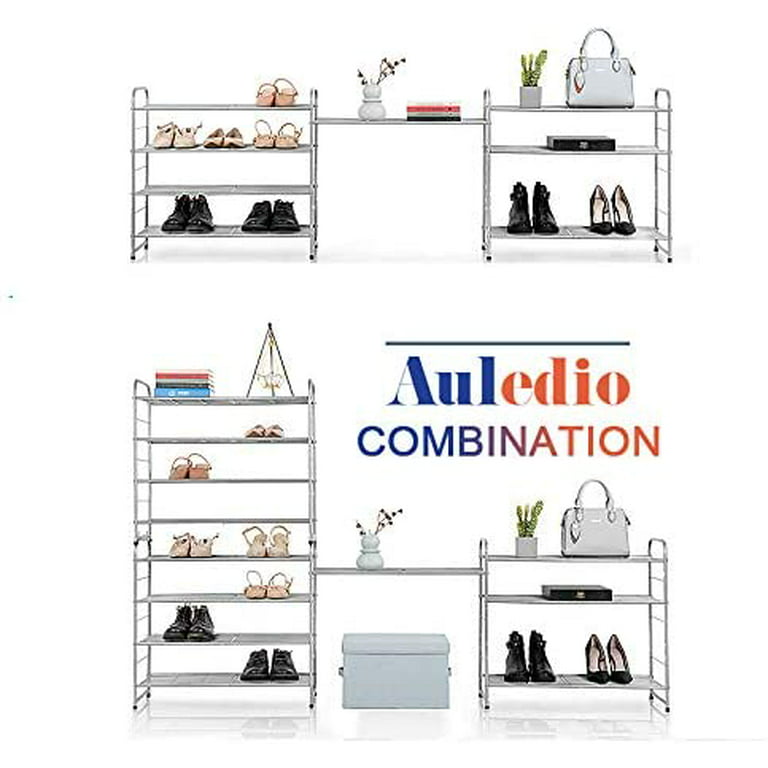 Auledio 3-Tier Shoe Rack, Stackable and Adjustable Multi-Function