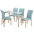 thumbnail image 1 of Juego De Comedor Con 4 Sillas Tapizadas Mesa Rectangular De Vidrio Estilo Compacto Kingshouse azul, 1 of 8