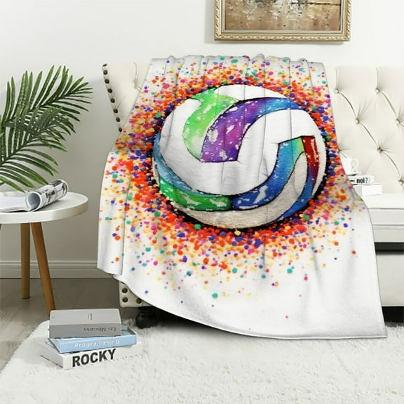 COMIO Volleyball Blanket Gifts - Sports Throw Blanket for Adults, Kids - Colorful Soft Plush Blankets for Bed, Couch & Travel