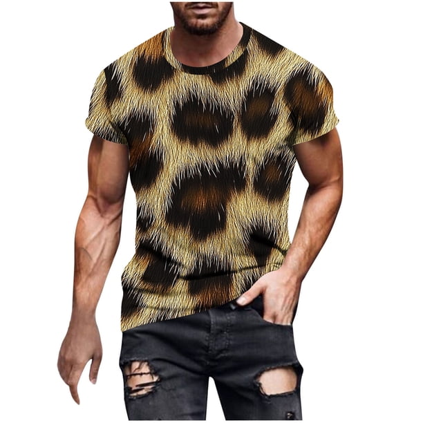 Camisetas de Manga Larga para Hombres Imprimir Fallow Cuello Redondo Camiseta, Moda Casual Manga Corta Mezcla de Algodón/Lino