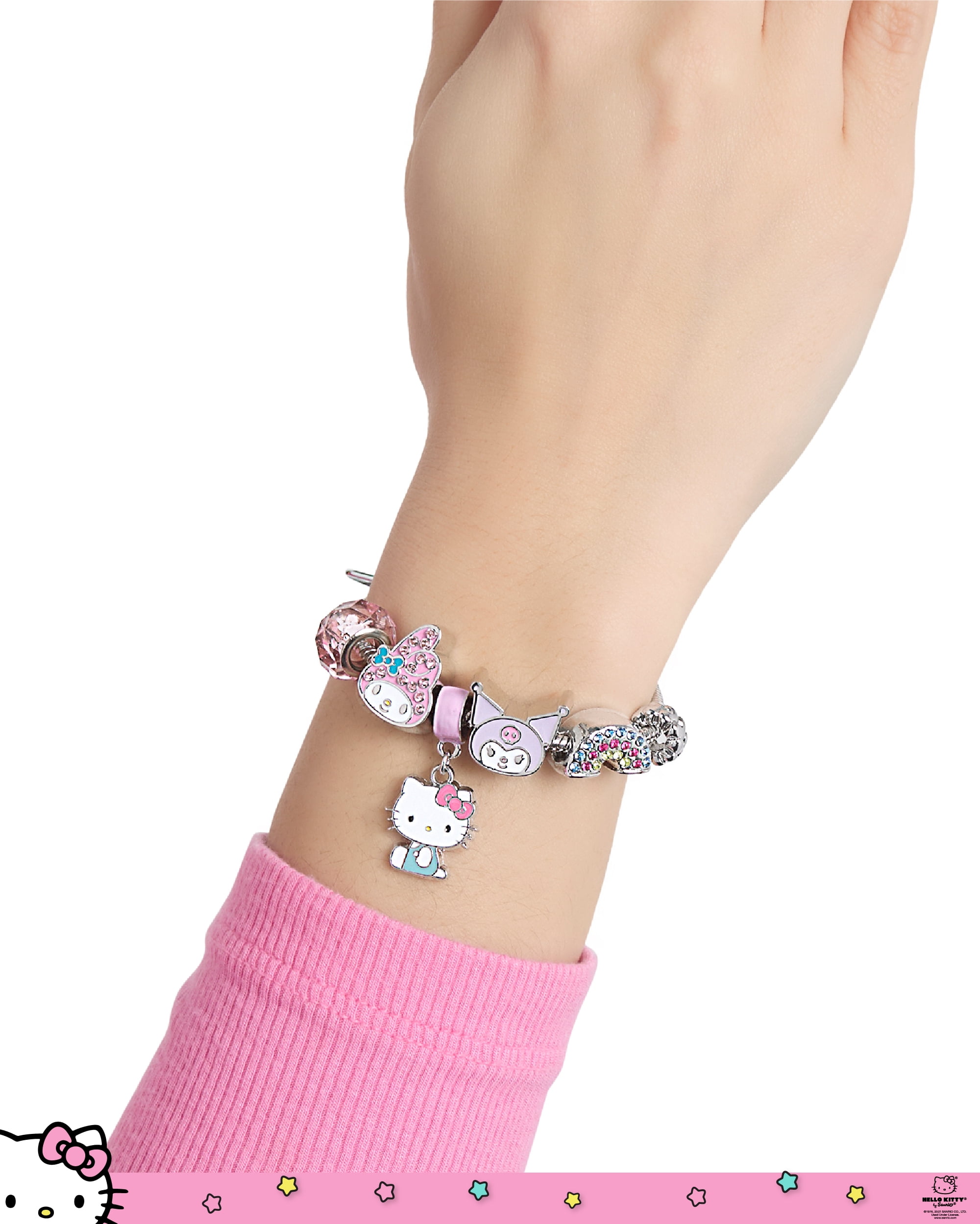 SALLY ROSE Hello Kitty Charm Bracelet for Women, 7" Fashion Sanrio Bracelet with 6 Unique Charms Official License