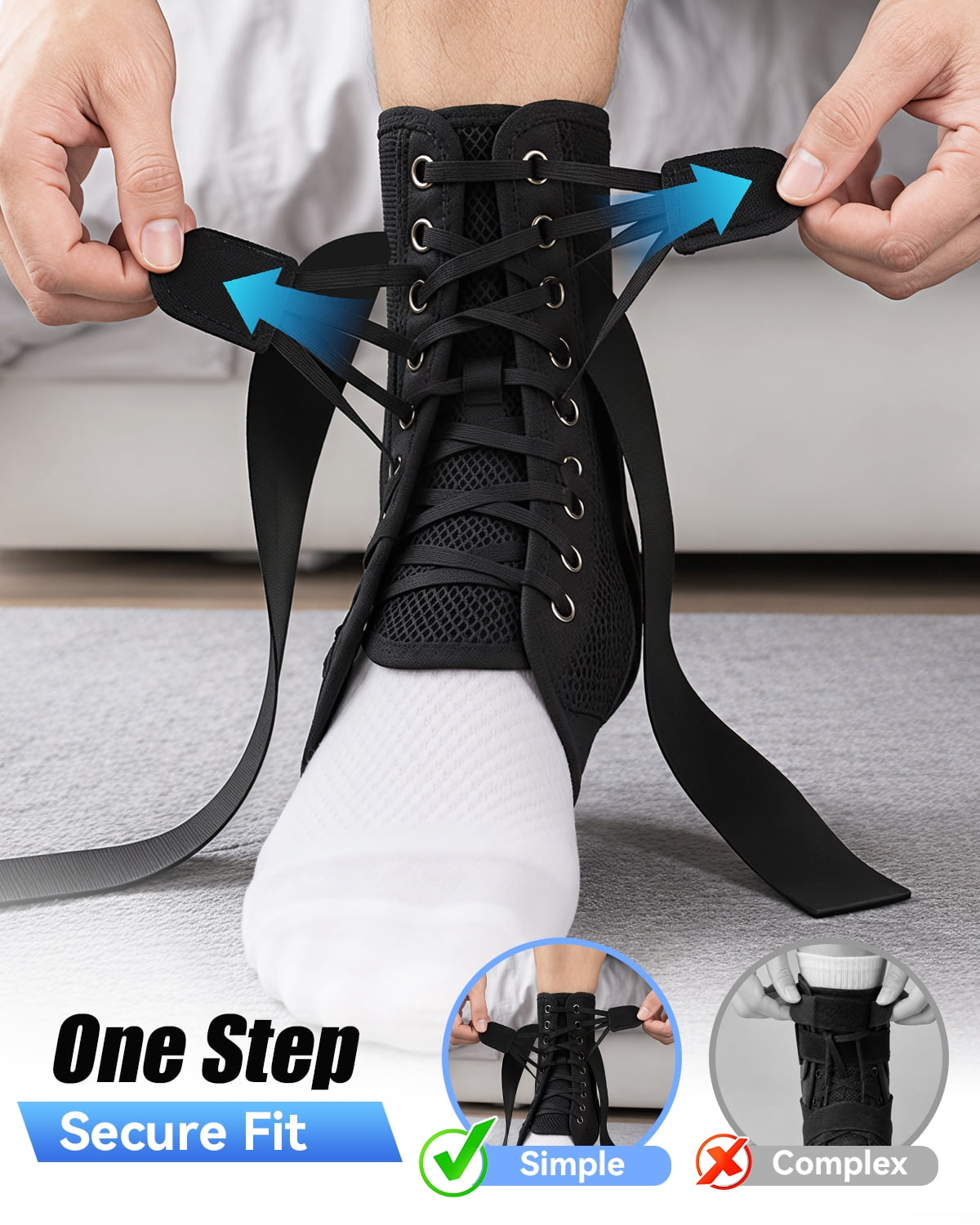 Goldeer Ankle Brace for Women & Men for Sprained Ankle, Adjustable & Breathable Ankle Support for Men Women, Ankle Stabilizer for Sprain, Injury Recovery, Sports (12''-13'')