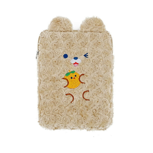 Funda para tableta con diseño de dibujos animados, con apertura de cremallera, antiarañazos, bolsa de almacenamiento para tableta de 9,7 pulgadas, 10,5 pulgadas y 11 pulgadas, color marrón