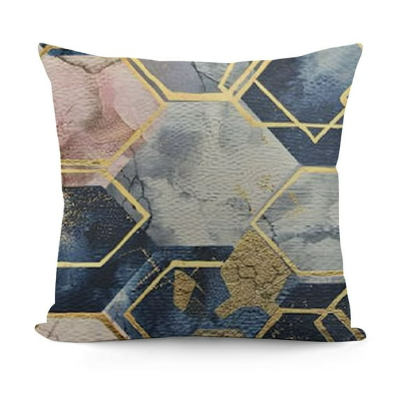 YINGXI  Blush Pink and Navy Geometric Perfection Decorative Pillow Covers Cozy Soft Throw Pillowcase Square Couch Cushion Cover for Home Decor Sofa Living Room Bed Car 12x12in