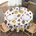thumbnail image 3 of Colorful Softball and Fashion Icons Pattern Round Tablecloth 60"x60",Wrinkle Wipeable Table Cloth for Kitchen Dining Room Picnic Patio Party, 3 of 6