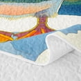 thumbnail image 5 of Castle Fairy Whimsical Cartoon Winter Puffin Twin Quilt Set,Aurora Borealis Snow Ice Landscape Twin Coverlet Set,Green Navy, 5 of 7
