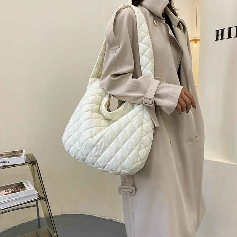 Solid Color Lattice Women Fashion Cloud Shoulder Bags Autumn Winter Casual  Large Capacity Crossbody Bags Female Totes Handbags