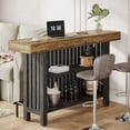 thumbnail image 4 of Tribesigns Home Bar Unit, Modern 2-Tier Bar Table with Footrest, Corner Mini Coffee Bar Cabinet for Home Kitchen Pub, Brown and Dark Gray, 4 of 9