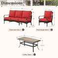 thumbnail image 4 of SUMMIT LIVING 4-Piece Outdoor Patio Conversation Set with Wood-look Coffee Table, Outdoor Patio Furniture Set for 5 People, Red, 4 of 12