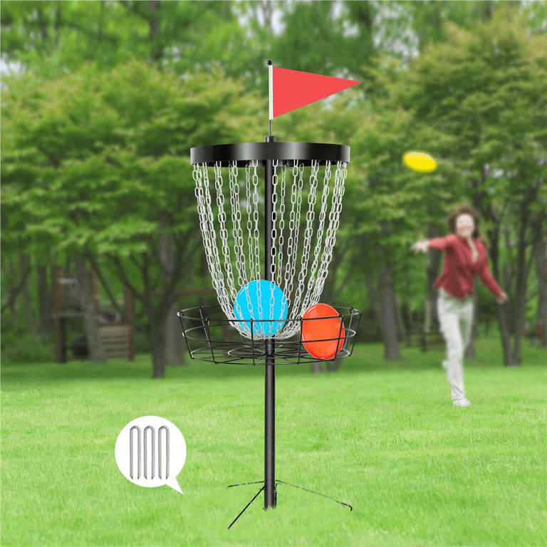 SmileMart 24-Chain Disc Golf Goal for Target Practice with Carrying Bag and  3 Discs, Black 