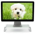 thumbnail image 3 of Seville Classics airLIFT 21" Tempered Glass Elevated Desk Stand Ergonomic Monitor Riser for Laptop, Computer, iMac, PC, Printer, Desktop – Cloud White, 3 of 6