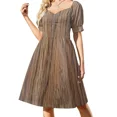thumbnail image 2 of Vestido de manga corta con veta de madera oscura, vestido para mujer, vestidos de noche para mujer, vestido de verano para mujer, ropa de verano para mujer, 2 of 8