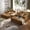 Camel, variant on Kelyda 67"x48" Oversized Chaise Lounge Chair Indoor, Modern Boneless Cloud Corduroy Couch Sofa Sleeper Bed Green
