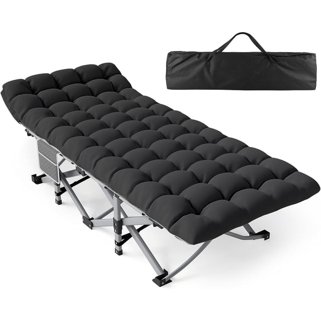ZENPETIO Cuna de camping, Cunas de camping para adultos con colchón grueso, Cunas resistentes para dormir 500 libras (carga máxima) 1200D Oxford de doble capa, cama de camping para el hogar, viajes, c