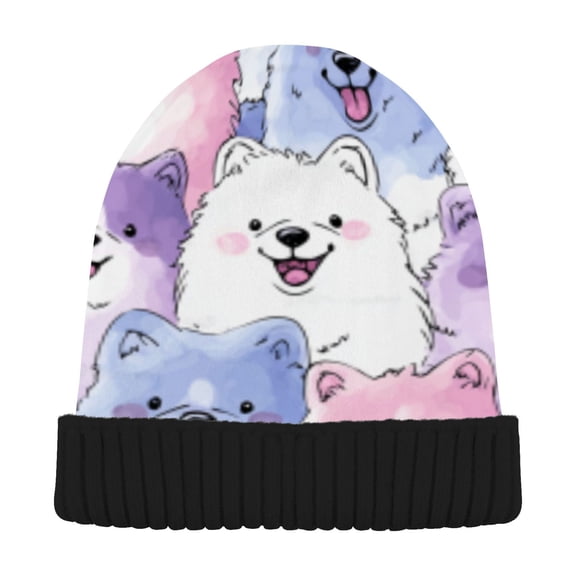 BZSMCE Winter Beanie Hats Warm Cozy Cap Dreamy Pups Pattern