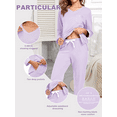 thumbnail image 3 of ANLIQI Women's Pajama Sets 100% cotton Long Sleeve Shirt and Pants Sleepwear Nightwear Soft Pjs Lounge Sets(Light Purple Medium), 3 of 8