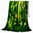 thumbnail image 2 of Bright Jungle Foliage with Sun Rays and Bromeliad Leaves, Botanical Rainforest Art for Plant Lovers, Birthday Gift, Cozy Flannel Blanket for Bedroom, Fresh Home Decor, 2 of 9