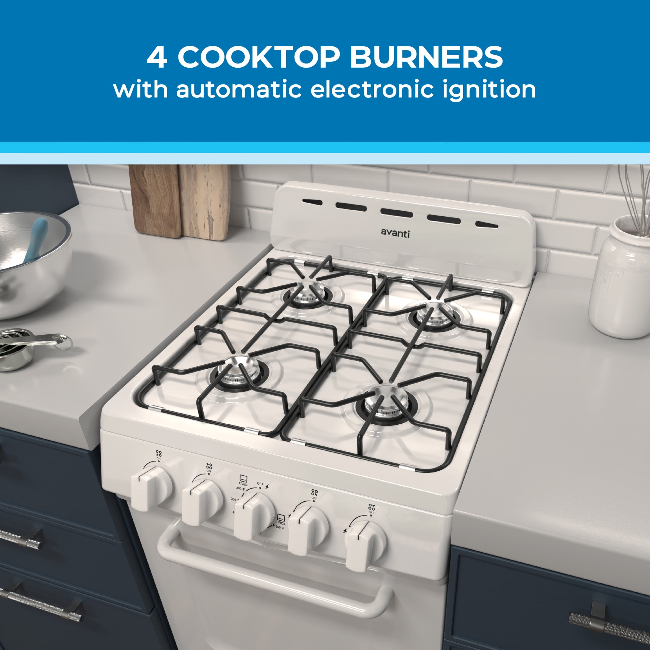 Avanti 20" Gas Range Oven with Solid Metal Door, in White (GRO20P0W)