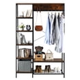 thumbnail image 2 of Entryway Hall Trees with Hooks, Storage Shelves and Shoes Bench, Freestanding Closet Organizer Clothes Rack with Coat Rack, Closet Garments Shelf for Hallway, Bedroom-Black Vingtage Walnut, 2 of 9