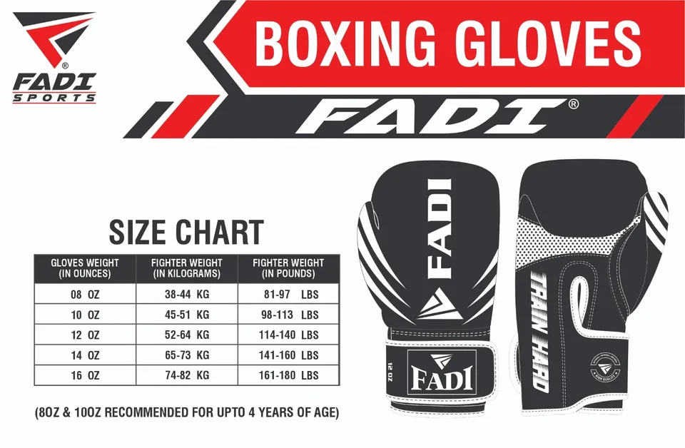 Faux Leather Boxing Gloves by Fadi Sports Train Hard Series - Unisex Adult  - 14 Oz