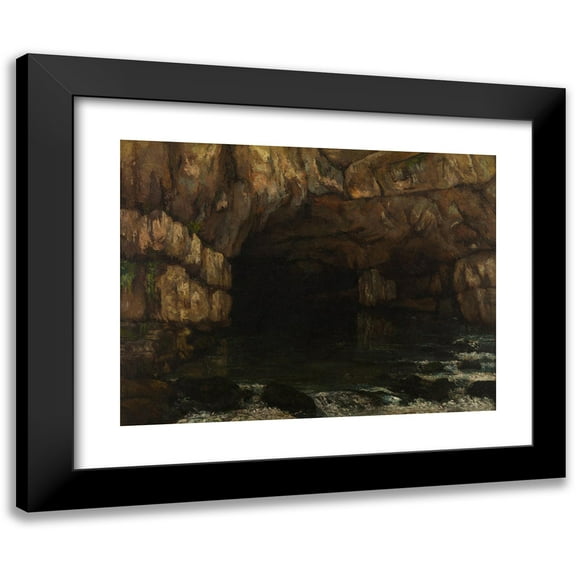 Gustave Courbet 14x12 Black Modern Framed Museum Art Print Titled - La Source De La Loue (The Source of the Loue) (circa 1864)