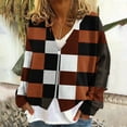 thumbnail image 2 of SuTry Women's Fashion Print Plush Cardigan Fall Winter Thermal V-Neck Front Zipper Long Sleeve Casual Outerwear Womens Tops(Brown,2XL), 2 of 5