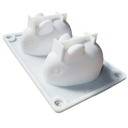 

SunHLX Fondant Mold Reusable Food Grade Heat-resistant DIY 2/6 Grids Rabbit Dessert Candle Aromatherapy Mold Kitchen Supplies