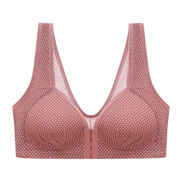 Sujetador sin aros con estampado antiescape transpirable con hebilla delantera cómoda y sexy de encaje para mujer Fridja nalpqowj7510