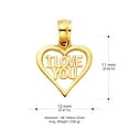 thumbnail image 3 of 14K Yellow Gold I Love You Heart Charm Pendant with 0.6mm Box Chain Necklace - 24", 3 of 6