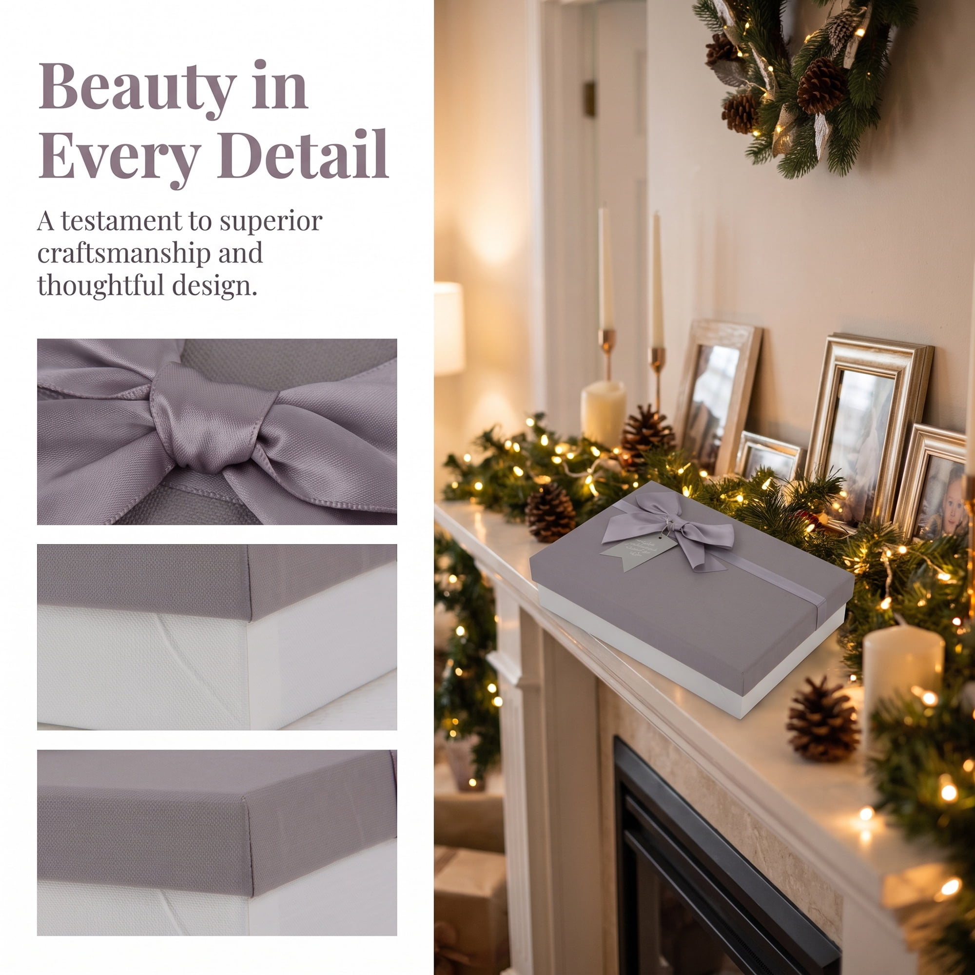 Unique Bargains Elegant Gift Box with Textured Finish Gray 9.1" x 6.3" x 2.4"