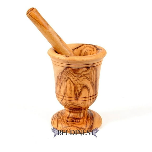 Olive Wood Classic Mortar and Pestle, Handmade Crush Spices Garlic Smasher Molcajete (Mini)
