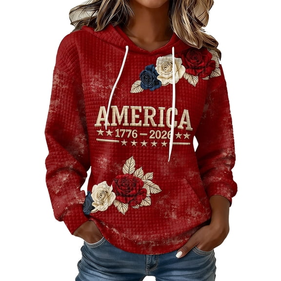 250 Anniversary Usa Shirt Women's Casual Hoodie With American 250Th Anniversary Print 250 Years Flag Patriotic Shirt