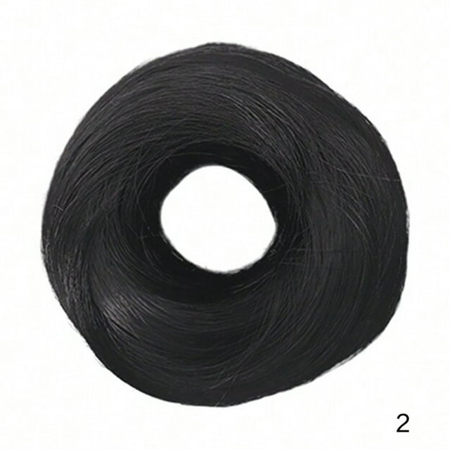 Peinado recogido tipo moño despeinado con cabello 100% natural, coleta, coletero, moño rizado natural, postizo con goma elástica para mujer.