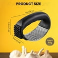 thumbnail image 3 of Yhmxh Kitchen Gadgets Kitchen Essentials Upgrade Stainless Steel Garlic Presser Garlic Press Rocker Garlic Mincer Garlic Crusher With Peeler And Cleaning Brush Stainless Steel Garlic Mincer, 3 of 4