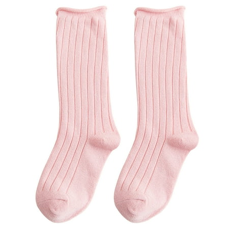 

Children Girls Long Boot Socks Solid Candy Color Leg Warmer Vertical Stripe Hose