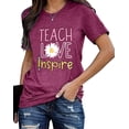 thumbnail image 2 of Women's T-Shirt Teaching Kindness Teacher Shirt Funny Short Sleeve Inspirational Graphic Tee Top, 2 of 6