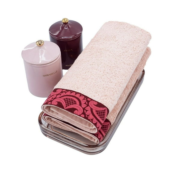 Blush Guest Towels With Floral French Borders Set of 2