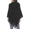 thumbnail image 6 of SHCKE Casual Hooded Cape for Women Loose Cape Shawl Hooded Poncho Sweater Solid Knit Pullover Fringed Cape Asymmetric Knit Poncho, 6 of 6