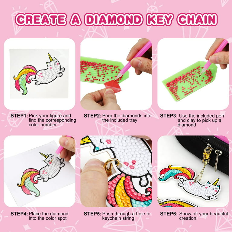 TOY Life Diamond Art Kits Kids with Keychains Painting Diamond Kits for  Kids Gem Art Diamond Kids Painting, Gem Diamond Art and Crafts for Girls  Age