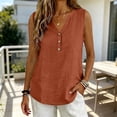 thumbnail image 6 of Womens Cotton Linen Button down Shirts Slim Fit Casual Summer Sleeveless Blouses Business Casual V Neck Plain Tank Tops by Awwp Brown 2Xl, 6 of 6