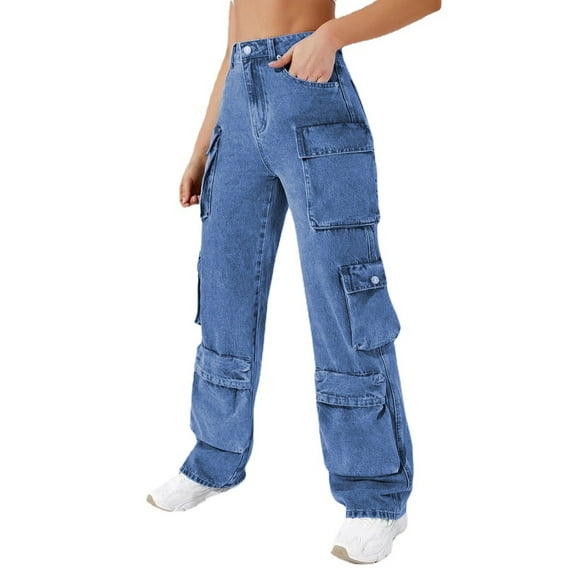 Sngxgn Jeans Women High Waisted Wide Leg Jeans for Women Jean Pants(Blue,L)
