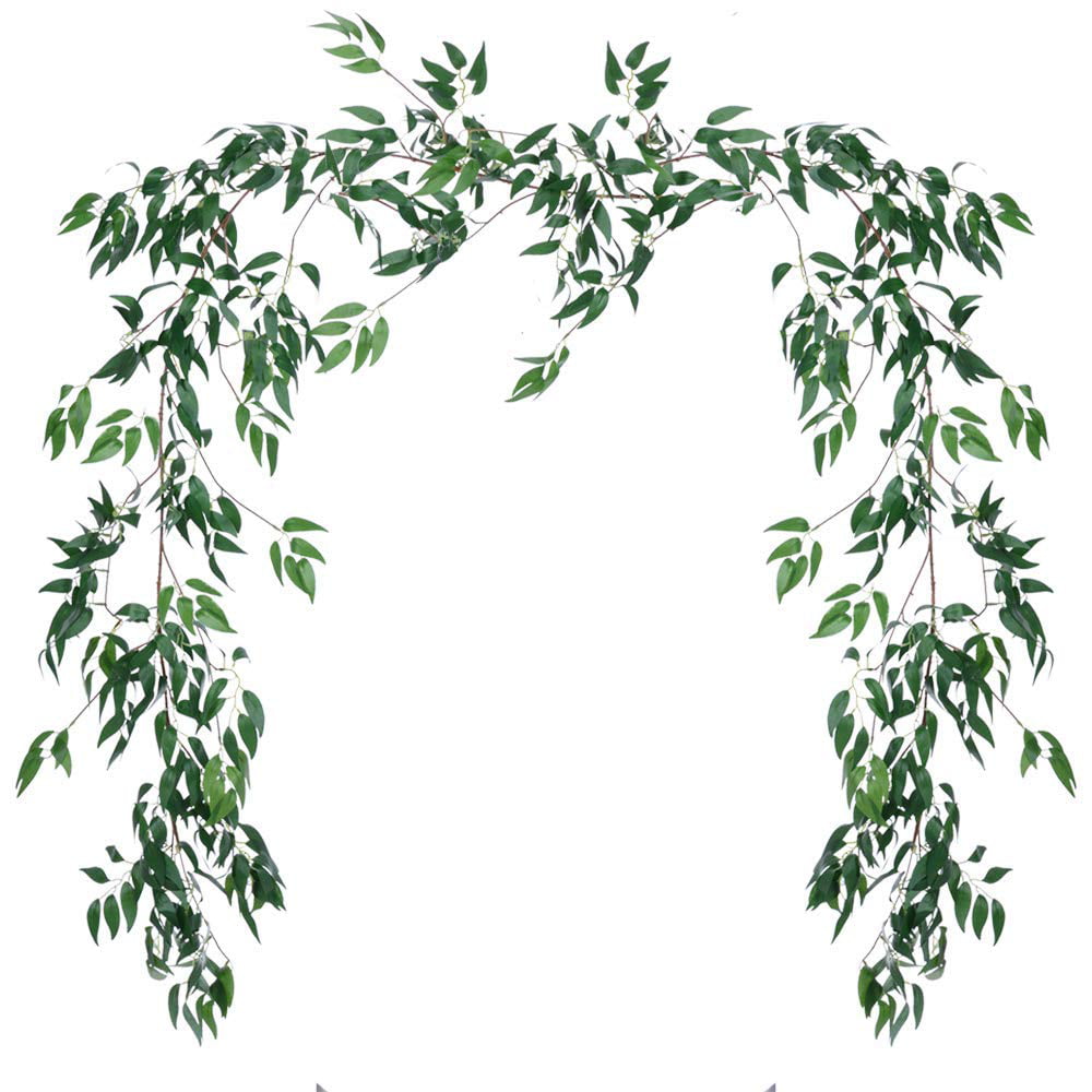 2PCS Artificial Greenery Garland Faux Silk Hanging Willow Leaves Vines Wreath 