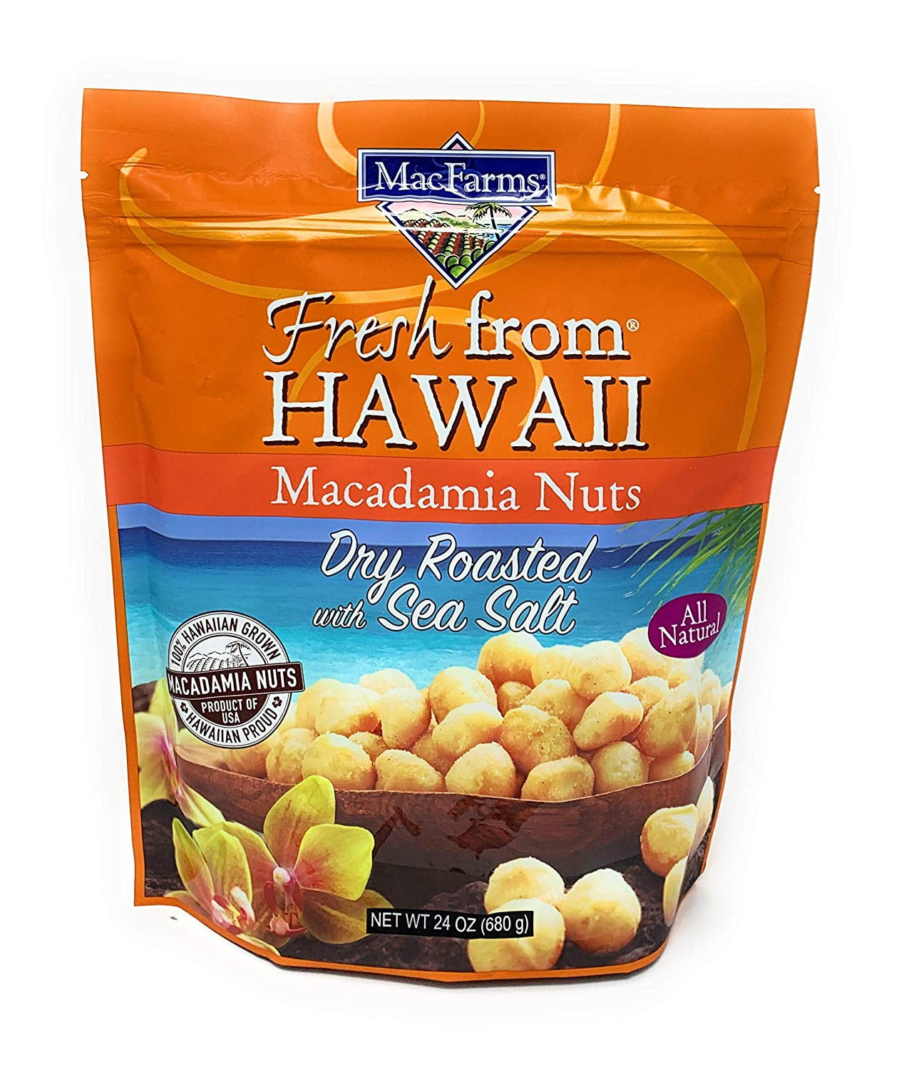 Dry Roasted Macadamia Nuts With Sea Salt Fresh From Hawaii 24 Ounce