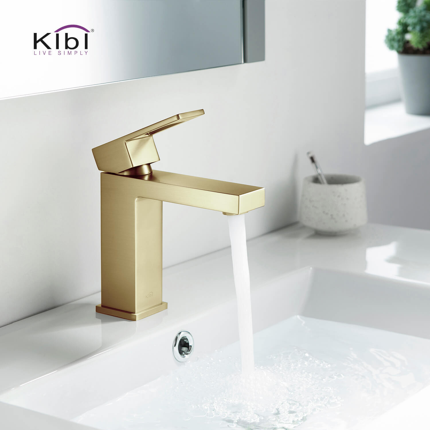 Kibi Cubic Single Handle Bathroom Vanity Sink Faucet