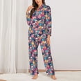 thumbnail image 2 of Pajama Sets for Women 2 Pcs, Skull flower leaf Plaid Button Down Long Sleeve Sleepwear Lounge PJ Sets, 2 of 6