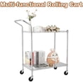 thumbnail image 4 of Luku 2-Tier Heavy Duty Utility Cart - Commercial Grade Steel Rolling Cart with Wheels & Handle, NSF Listed Multi-Purpose Shelf for Kitchen, Storage or Retail Display, 4 of 7