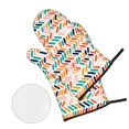 thumbnail image 3 of XMXT Waterproof Oven Mitts and Pot Holders Sets, Colorful Round Line Prints Sets Kitchen Cooking Heat Resistant, 4 Pcs, 3 of 8
