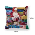 thumbnail image 4 of Funda de almohada con patrón de tema navideño, funda de almohada cuadrada de poliéster con piel de melocotón de Papá Noel y muñeco de nieve para el hogar, 4 of 5